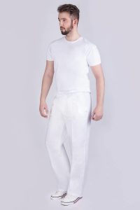Spodnie medyczne męskie białe na gumie