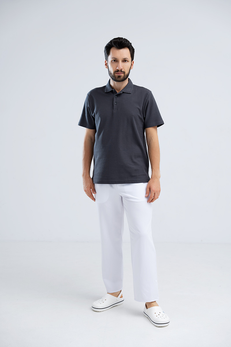 Koszulka polo medyczna męska i białe spodnie Koszulka polo medyczna męska i białe spodnie