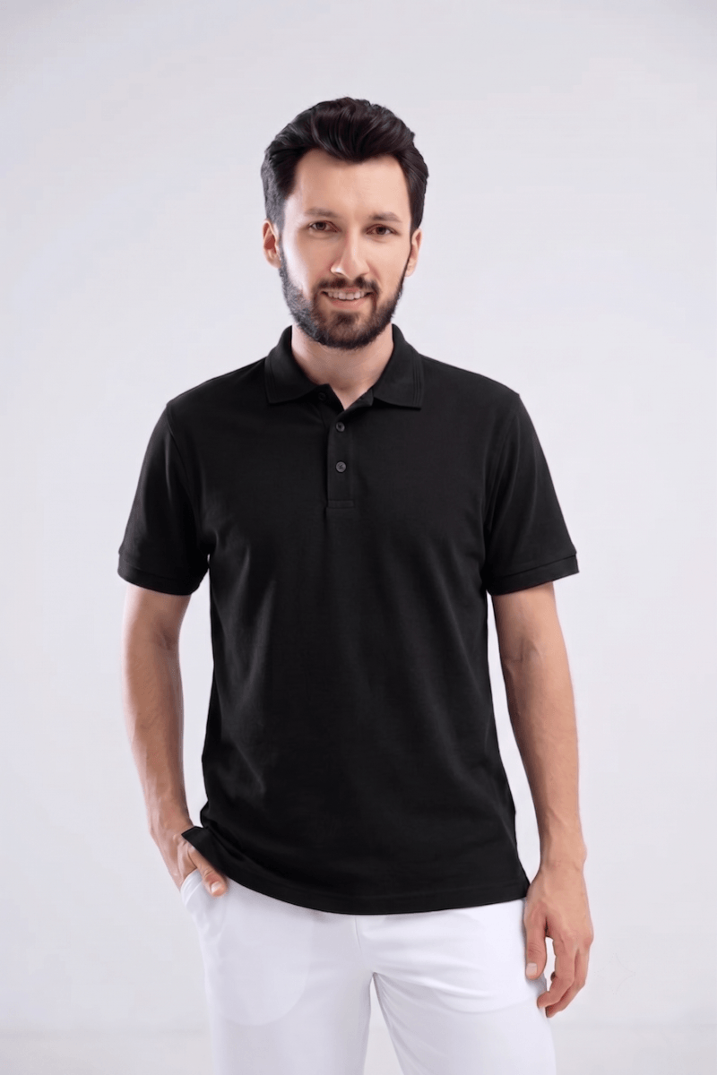 Koszulka polo medyczna męska czarna