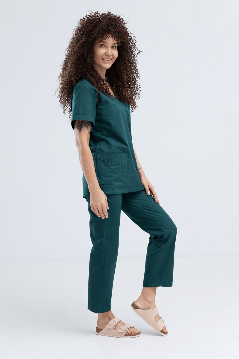 Bluza medyczna damska bawełniana butelkowa zieleń W20 eco