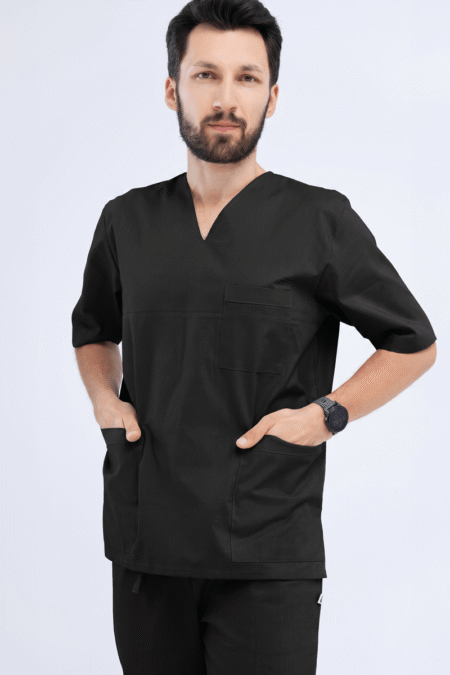 Czarny komplet medyczny z bawełny - bluza