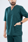 W25 eco Bluza medyczna męska bawełniana butelkowa zieleń